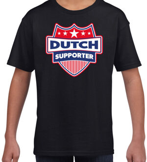 Nederland / Dutch schild supporter  t-shirt zwart voor kinder XS (110-116)