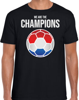 Nederland EK/ WK supporter t-shirt - we are the champions met Nederlandse voetbal - zwart - heren - kleding / shirt L