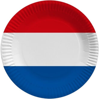 Nederland rood wit blauw thema wegwerp bordjes - 10x stuks - Holland/ Koningsdag versiering - papier
