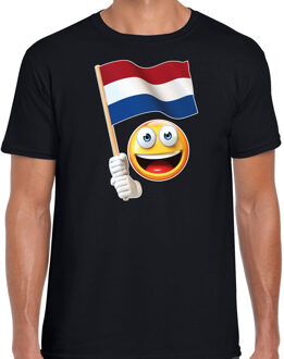 Nederland supporter / fan emoticon t-shirt zwart voor heren 2XL