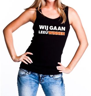 Nederland supporter tanktop / mouwloos shirt Wij gaan LeeuWinnen zwart dames - landen kleding S
