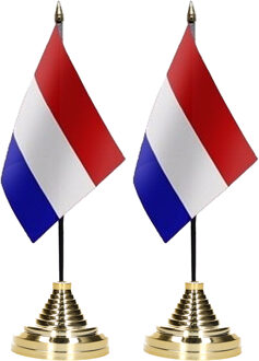 Nederland tafelvlaggetje - 10x - 10 x 15 cm - met standaard - polyester stof