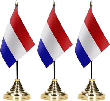 Nederland tafelvlaggetje - 15x - 10 x 15 cm - met standaard - polyester stof