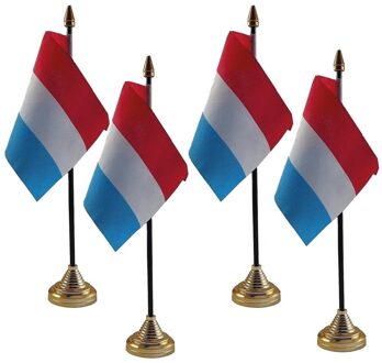 Nederland tafelvlaggetjes - 4x stuks - 10 x 15 cm - met gouden standaard - H27 cm - versiering
