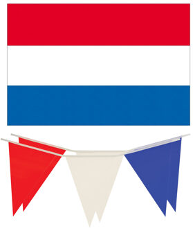 Nederland vlaggetjes feest versiering set binnen/buiten 3-delig