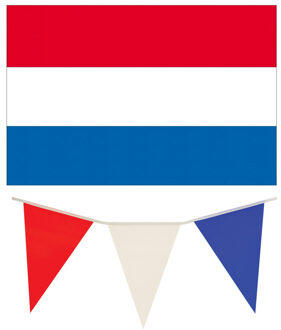 Nederland vlaggetjes feest versiering set binnen/buiten 4-delig