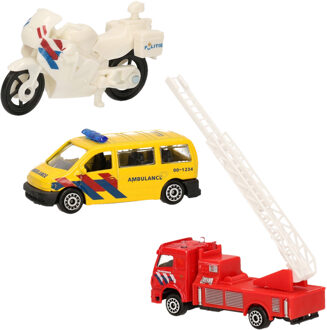 Nederlandse politie/brandweer/ambulance speelgoedauto set 7 cm - Speelgoed auto's Multikleur