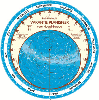 Nederlandse vakantie-planisfeer voor Noord-Europa (60 graden) - Boek Rob Walrecht (9080149683)