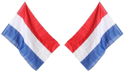 Nederlandse vlag - 2x - rood/wit/blauw - polyester - 100x150 cm - vlag voor buiten