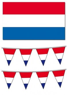 Nederlandse vlag met 2 vlaggenlijnen pakket - Straatversiering pakket