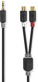 Nedis Adapterkabel 3,5 mm Male - RCA Female 0,2 Meter Grijs