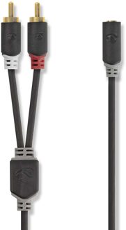 Nedis Adapterkabel RCA Male - 3,5 mm Female 0,2 Meter Grijs