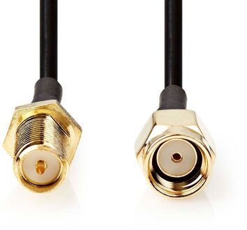 Nedis Antennekabel | RP-SMA Male | RP-SMA Female | Verguld | 50 Ohm | Enkelvoudig Afgeschermd | 1.00 m | Rond | PVC | Zwart | Label - CSGL02210BK10