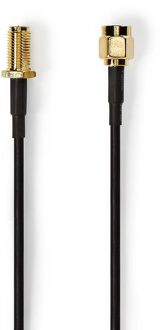 Nedis Antennekabel | RP-SMA Male | RP-SMA Female | Verguld | 50 Ohm | Enkelvoudig Afgeschermd | 5.00 m | Rond | PVC | Zwart | Label - CSGL02210BK50