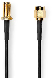 Nedis Antennekabel | SMA Male | SMA Female | Verguld | 50 Ohm | Enkelvoudig Afgeschermd | 2.00 m | Rond | PVC | Zwart | Label - CSGL02010BK20