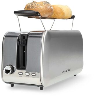 Nedis Broodrooster | 4 Sneetjes Brood | 2 Lange Sleuven | Bruining niveaus: 7 | Ontdooifunctie | Aluminium / Zilver - KABT400AL