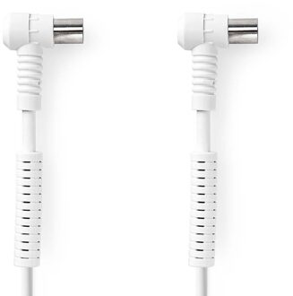 Nedis Coaxkabel | IEC (Coax) Male | IEC (Coax) Female | Vernikkeld | 120 dB | 75 Ohm | Viervoudig Afgeschermd | 5.00 m | Rond | PVC | Wit | Label
