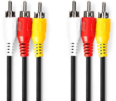 Nedis Composiet Videokabel | 3x RCA Male | 3x RCA Male | Vernikkeld | 480p | 2.00 m | Rond | PVC | Zwart | Label - CVGL24300BK20