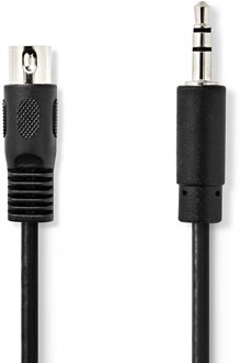 Nedis DIN-Audiokabel | DIN 5-Pins Male | 3,5 mm Male | Vernikkeld | 1.00 m | Rond | PVC | Zwart | Label - CAGL20100BK10