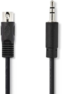 Nedis DIN-Audiokabel | DIN 5-Pins Male | 3,5 mm Male | Vernikkeld | 2.00 m | Rond | PVC | Zwart | Label - CAGL20100BK20