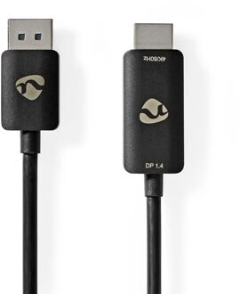 Nedis DisplayPort-Adapter | DisplayPort Male | HDMI™ Connector | 8K@30Hz | Vernikkeld | Recht | 1.80 m | Rond | TPE | Zwart | Label - CCGL37108BK18
