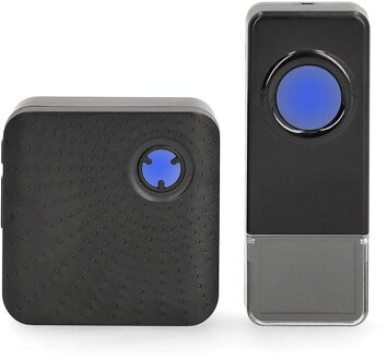 Nedis Draadloze Deurbelset | Netvoeding | 100 - 240 V AC 50/60 Hz | 1x 23A 12V | Volume: 110 dB | Signaalbereik: 150 m | IP55 | Instelbaar volume | 58