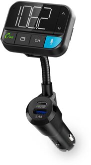 Nedis FM-Audiotransmitter voor Auto | Zwanenhals | Handsfree bellen | 2 " | Zwart-Wit Scherm | Bluetooth® | PD 20 W / QC 3.0 | Snelladen | Bass boost