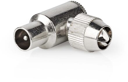 Nedis IEC (Coax) Connector | 90° Gehoekt | Male | Vernikkeld | 75 Ohm | Schroef | Diameter kabelinvoer: 7.0 mm | Metaal | Zilver | 2 Stuks | Doos