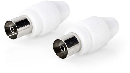 Nedis IEC (Coax) Connector | Recht | Female | Vernikkeld | 75 Ohm | Schroef | Diameter kabelinvoer: 7.0 mm | Metaal / Polyvinylchloride (PVC) | Wit |
