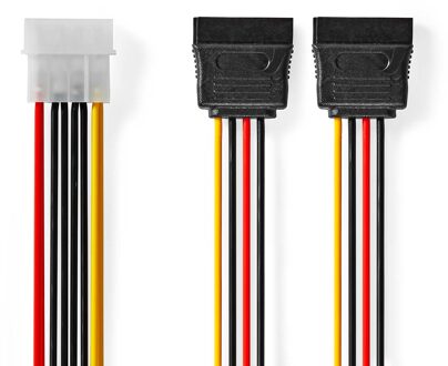 Nedis Interne Voedingskabel | Molex Male | 2x SATA 15-Pins Female | Verguld | 0.15 m | Rond | PVC | Multicolour | Doos - CCGB73520VA015