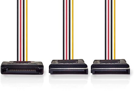 Nedis Interne Voedingskabel | SATA 15-Pins Male | 2x SATA 15-Pins Female | Verguld | 0.15 m | Rond | PVC | Multicolour | Doos - CCGB73190VA015