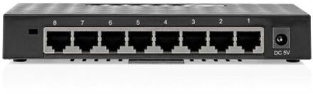 Nedis Netwerk-Switch | Bekabelde snelheid: Gigabit | Aantal ethernetpoorten: 8 - NSWH8P110BK