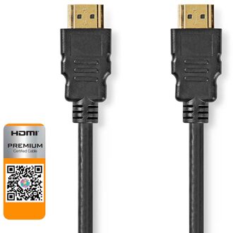 Nedis Premium High Speed ??HDMI™-Kabel met Ethernet | HDMI™ Connector | HDMI™ Connector | 4K@60Hz | 18 Gbps | 1.00 m | Rond | PVC | Zwart | Label