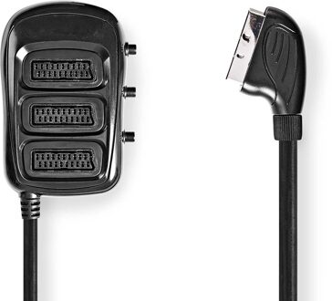 Nedis SCART-Switchbox | SCART Male | 3x SCART Female | Vernikkeld | Maximale resolutie: 800x480 | 0.50 m | Rond | PVC | Zwart | Doos - CVGB31835BK05