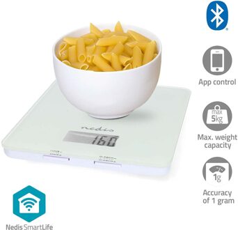 Nedis SmartLife-keukenweegschaal | Bluetooth® | Glas / Kunststof | Wit - KASC800WTW