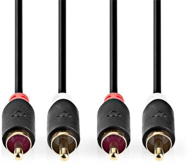 Nedis Stereo audiokabel 2x RCA male - 2x RCA male 10 mtr Antraciet