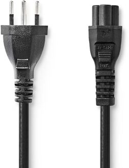 Nedis Stroomkabel | CH Type 12 | IEC-320-C5 | Recht | Recht | Vernikkeld | 2.00 m | Rond | PVC | Zwart | Label - CEGL11220BK20