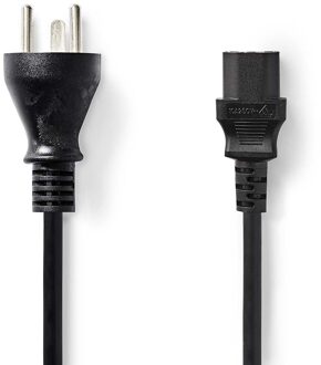Nedis Stroomkabel | Denemarken Male | IEC-320-C13 | Recht | Recht | Vernikkeld | 2.00 m | Rond | PVC | Zwart | Label - CEGL11400BK20
