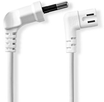 Nedis Stroomkabel | Euro Male | IEC-320-C7 | Gehoekt | Links Gehoekt | Vernikkeld | 2.00 m | Plat | PVC | Wit | Label - CEGL11055WT20