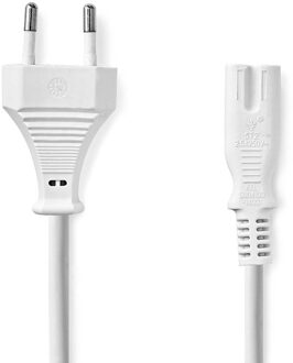 Nedis Stroomkabel | Euro Male | IEC-320-C7 | Recht | Recht | Vernikkeld | 3.00 m | Plat | PVC | Wit | Label - CEGL11040WT30