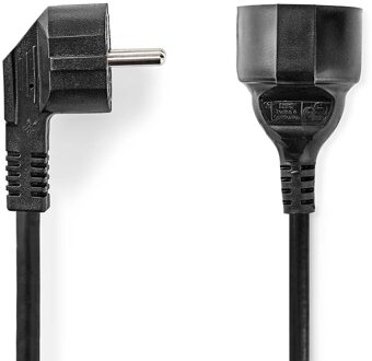 Nedis Stroomkabel | Type F (CEE 7/7) Male | Type F (CEE 7/7) Female | Gehoekt | Recht | Vernikkeld | 3.00 m | Rond | PVC | Zwart | Label