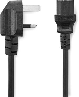 Nedis Stroomkabel | UK Male | IEC-320-C13 | Gehoekt | Recht | Vernikkeld | 3.00 m | Rond | PVC | Zwart | Label - CEGL11100BK30