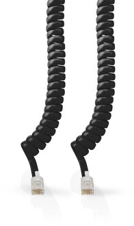 Nedis Telecomkabel | RJ10 Male | RJ10 Male | 5.00 m | Kabel design: Gekruld | Kabeltype: RJ10 | Zwart - TCGB90100BK50