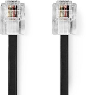 Nedis Telecomkabel | RJ11 Male | RJ11 Male | 10.0 m | Kabel design: Plat | Connectorplating: Goud Verguld | Kabeltype: RJ11 | Zwart | Label