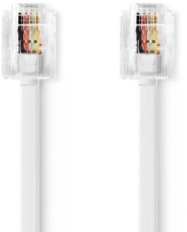 Nedis Telecomkabel | RJ11 Male | RJ11 Male | 2.00 m | Kabel design: Plat | Connectorplating: Goud Verguld | Kabeltype: RJ11 | Wit | Label