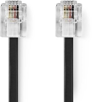 Nedis Telecomkabel | RJ11 Male | RJ11 Male | 5.00 m | Kabel design: Plat | Connectorplating: Goud Verguld | Kabeltype: RJ11 | Zwart | Label