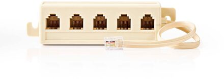 Nedis Telecomverlengkabel | RJ11 Male | 5x RJ11 (4/6) Female | 0.20 m | Kabel design: Plat | Kabeltype: RJ11 | Ivoor | Doos - CTGB90825IV02