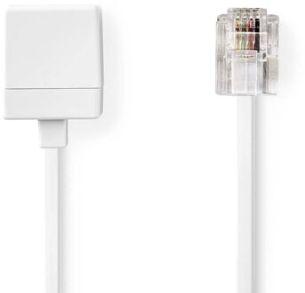 Nedis Telecomverlengkabel | RJ11 Male | RJ11 Female | 10.0 m | Kabel design: Plat | Connectorplating: Goud Verguld | Kabeltype: RJ11 | Wit | Label