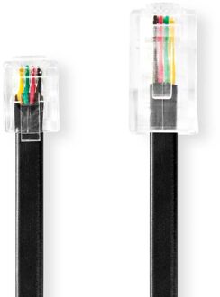 Nedis Telecomverlengkabel | RJ11 Male | RJ45 Male | 5.00 m | Kabel design: Plat | Connectorplating: Goud Verguld | Kabeltype: RJ11 | Zwart