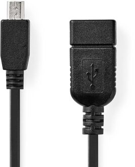 Nedis USB-Adapter | USB 2.0 | Mini 5-Pin Male | USB-A Female | 480 Mbps | OTG | 0.20 m | Rond | Vernikkeld | Zwart | Doos - CCGB60315BK02